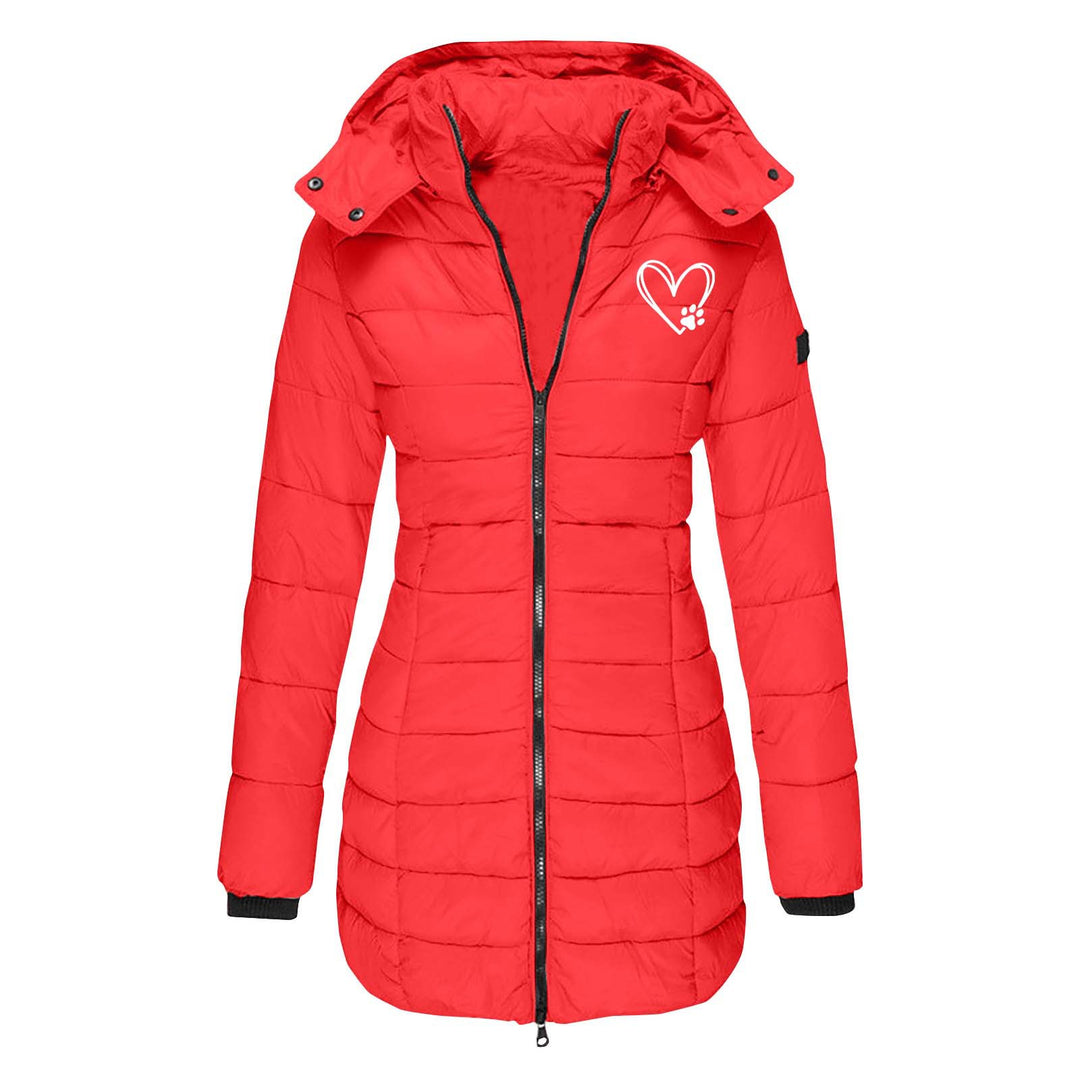 Ladies winter quilted down jacket with removable hood Lune London