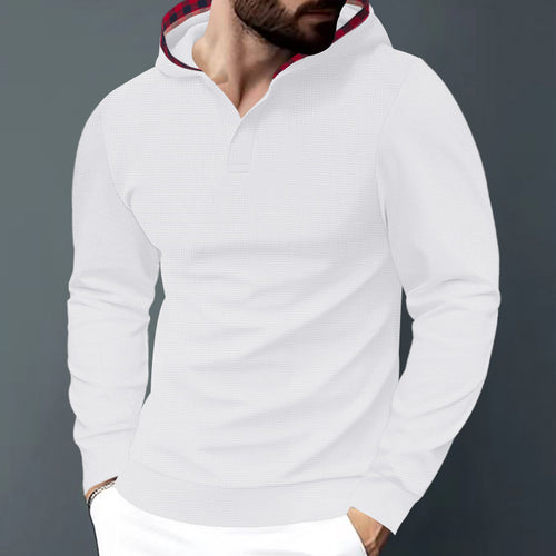 Trendy long sleeve shirt for men with hoodie and textured design Lune London