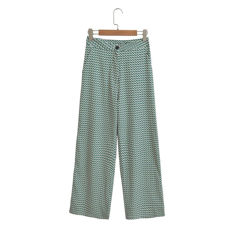 Pantalon large en coton pour femmes avec motif graphique et taille élastique Chic & Stil