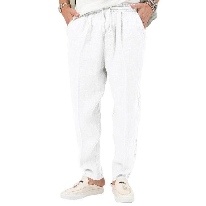 Light linen pants for men with elastic waist and practical pockets Lune London