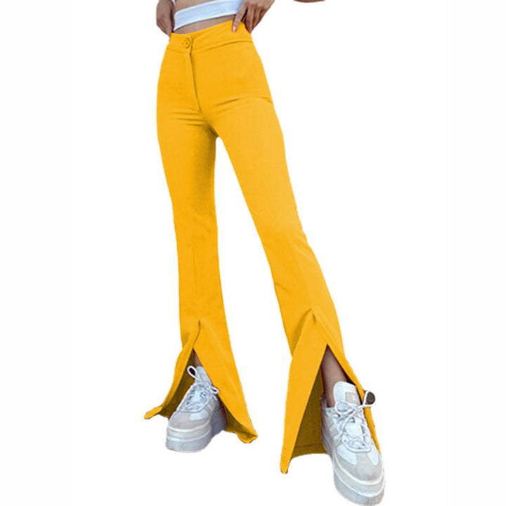 Flared pants for women with side slits and high waist Lune London