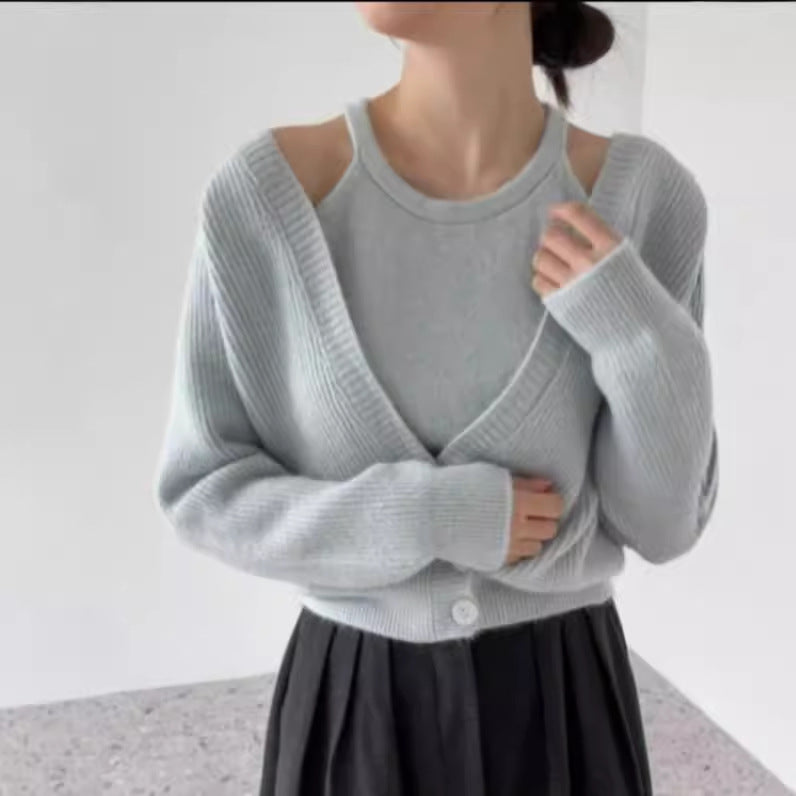 Knitted jacket for women with open cut and ribbed structure Lune London
