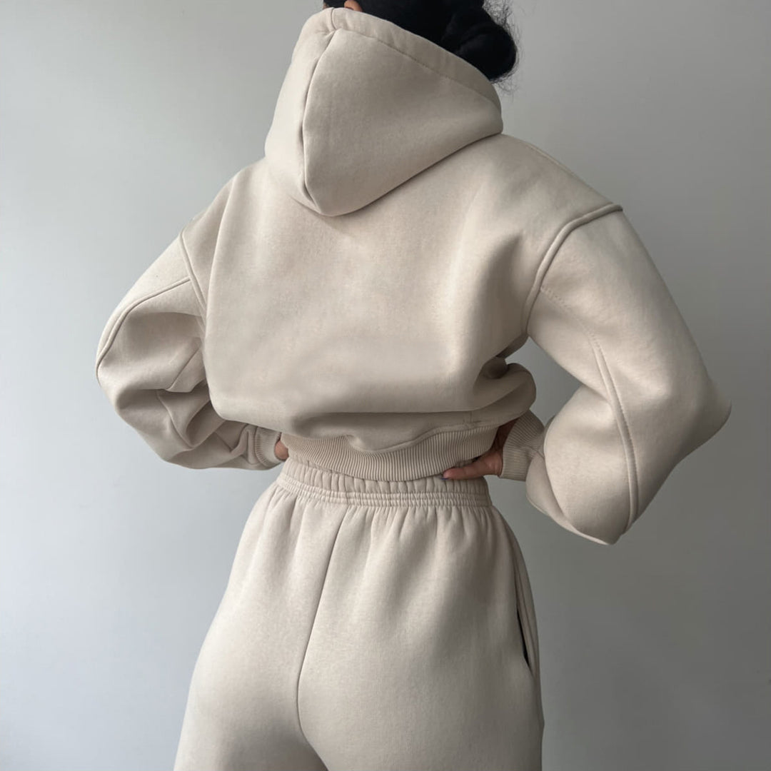 Casual cropped hoodie and jogger set for women Lune London