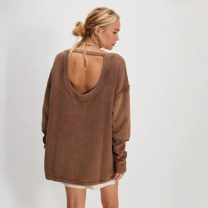 Women Casual Knit Sweater with Ruffled Sleeves and Loose Fit Lune London