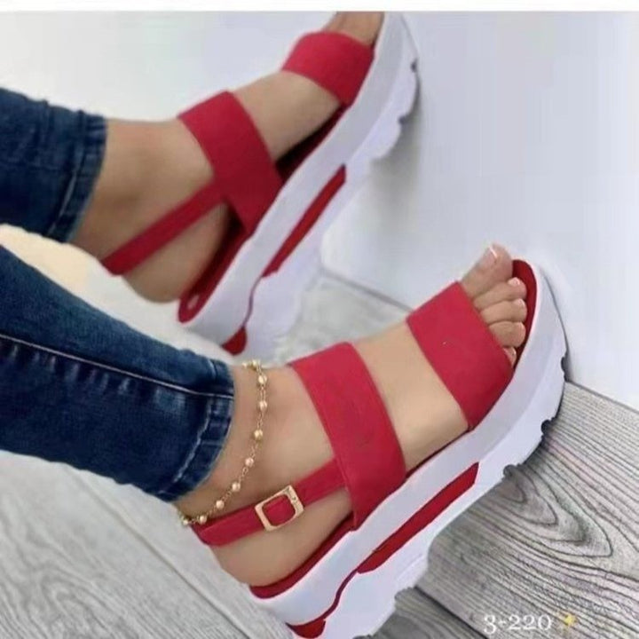 Women's platform sandals with wide adjustable straps and non-slip sole Lune London