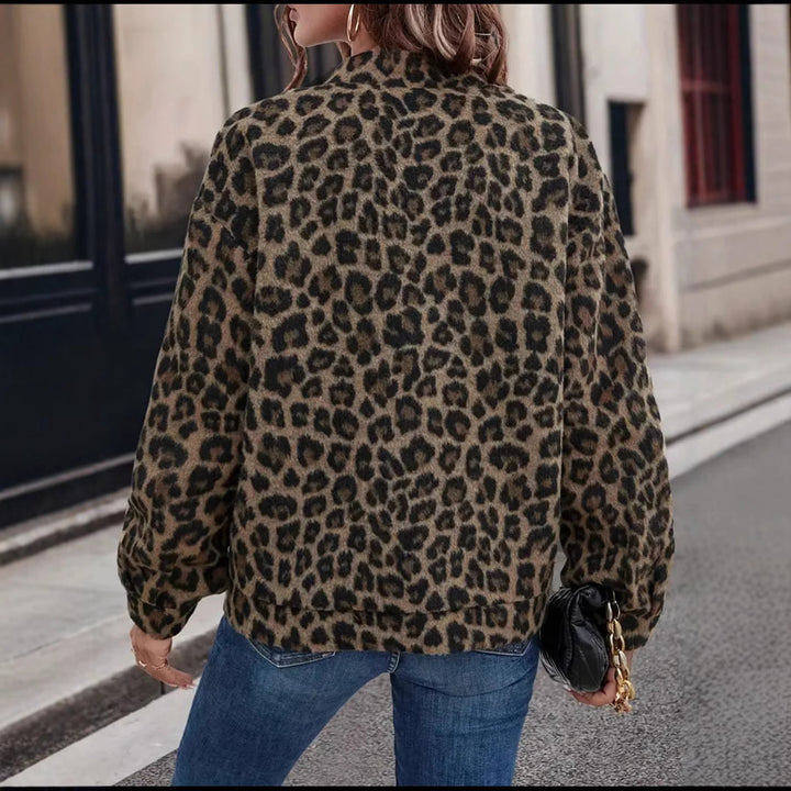 Lune London Leopard Print Casual Faux Fur Jacket for Women