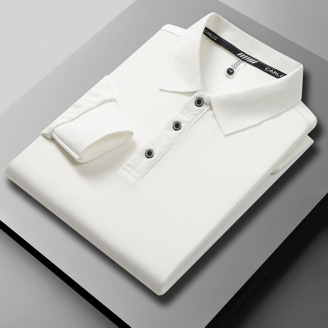 Breathable piqué polo shirt for men with elegant buttoning Lune London