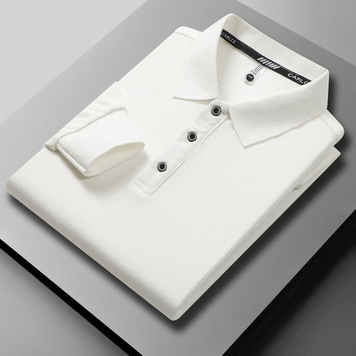 Breathable piqué polo shirt for men with elegant buttoning Lune London