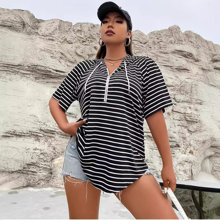 Women’s striped knit hoodie with Lune London