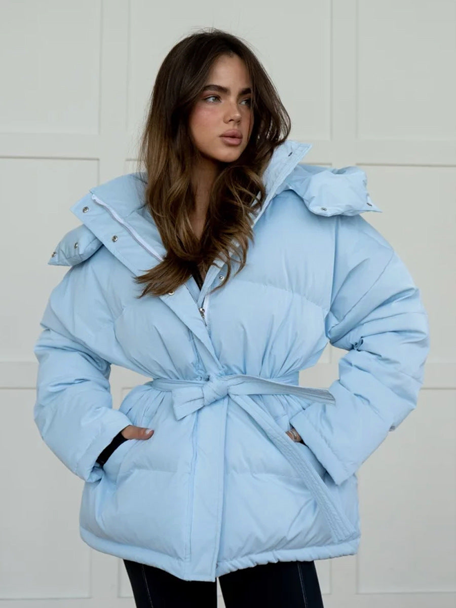 Lady Quilted Jacket with Hood and Side Pockets Lune London