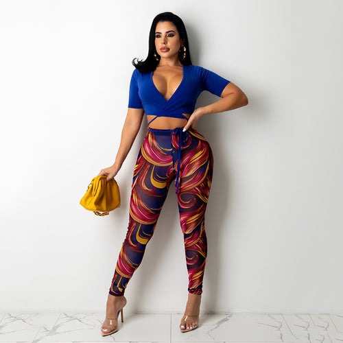 High Waist Leggings Abstract Vibrant Print for Women Lune London