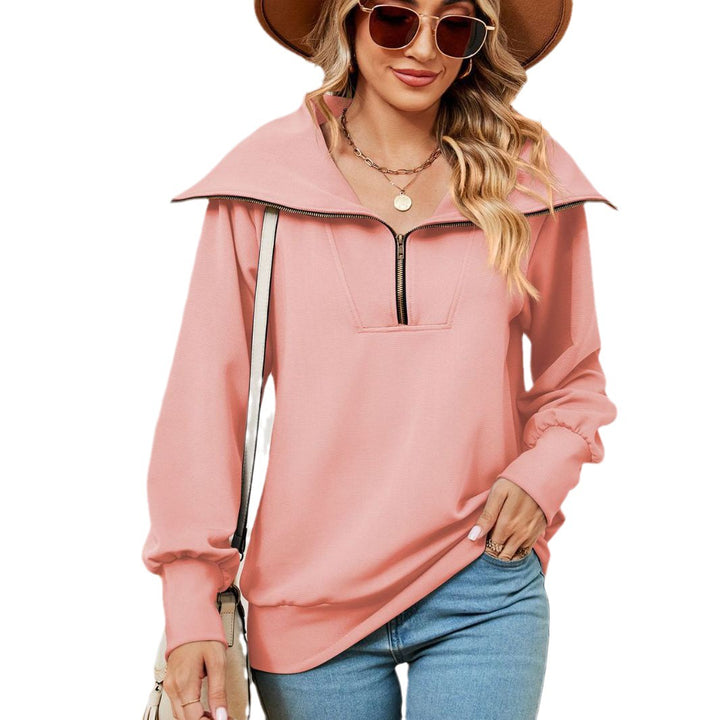 Women's sweater with modern high collar and zipper Lune London