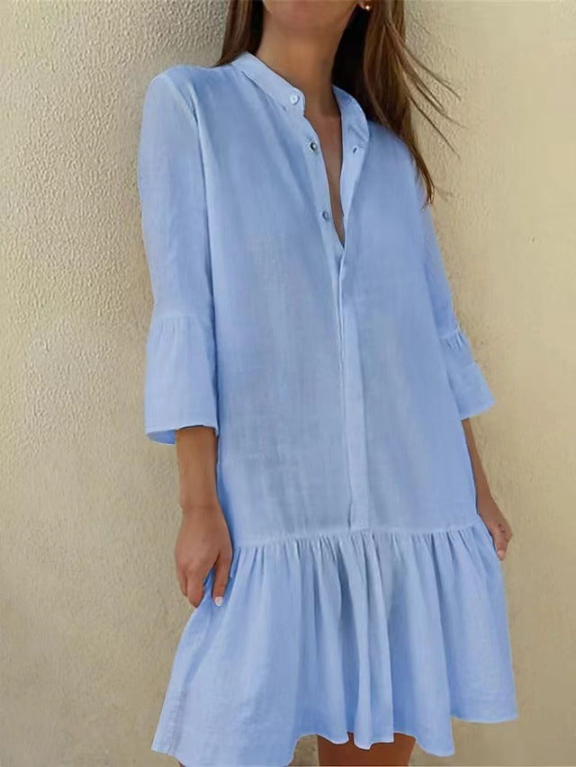 Shirt dress for women with ruffles Lune London