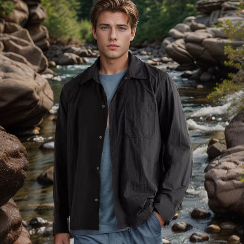Versatile men's shirt with applied chest pocket and stylish collar Lune London