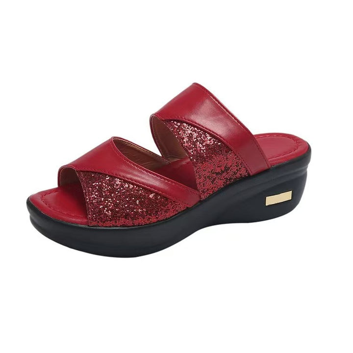 Shiny comfort sandals for women with ergonomic sole Lune London