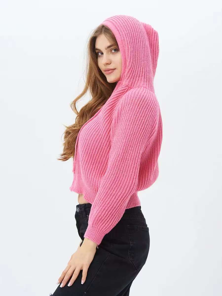 Cozy hooded sweatshirt for women with ribbed design and cropped fit Lune London