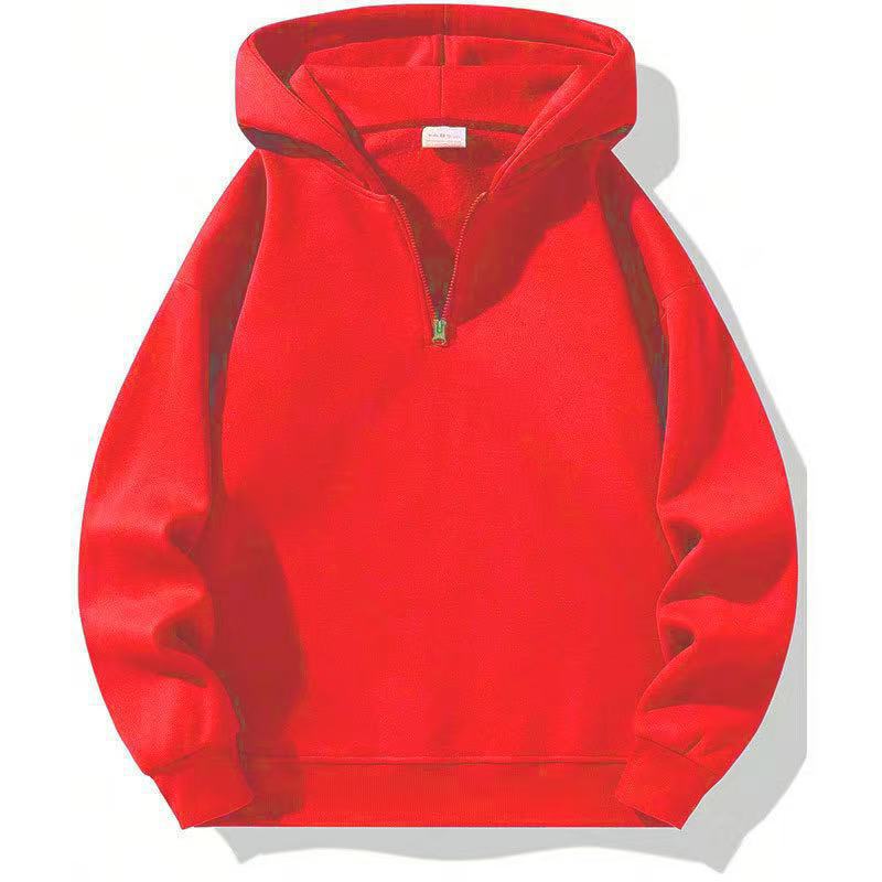 Women Fleece Hooded Pullover with Short Zip Opening Lune London