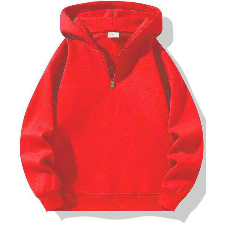 Women Fleece Hooded Pullover with Short Zip Opening Lune London