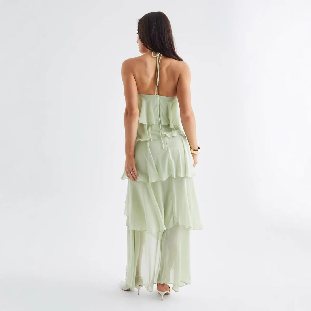 Robe maxi élégante pour femme avec détails de volants fluides Chic & Stil