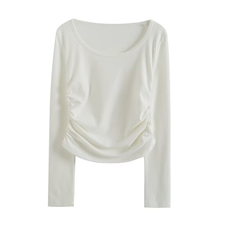 Long sleeve blouse for women with elegant gathers and bateau neckline Lune London