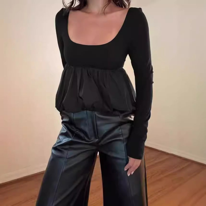 Ladies Elegant shirt with pleated design and wide hem Lune London