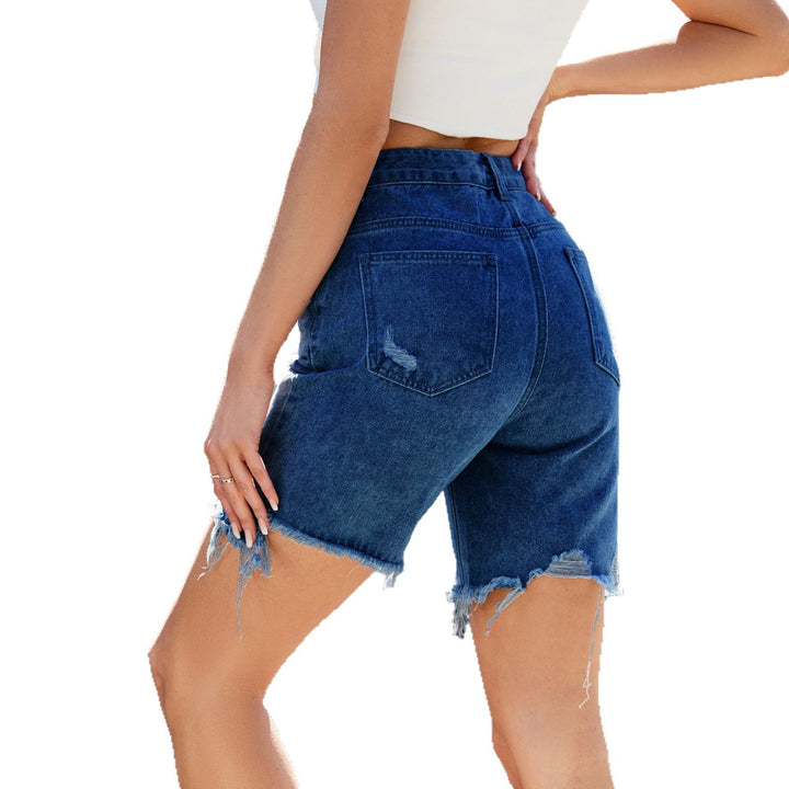 High-waisted ripped denim shorts for women Lune London