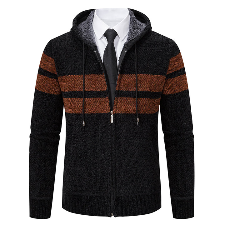 Hooded sweatshirt for men with modern zipper and practical fleece lining Lune London