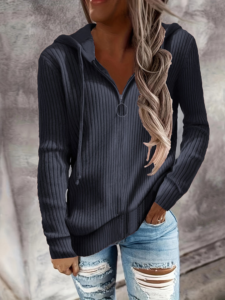 Lady Zip Hoodie with structured rib design and full zip Lune London