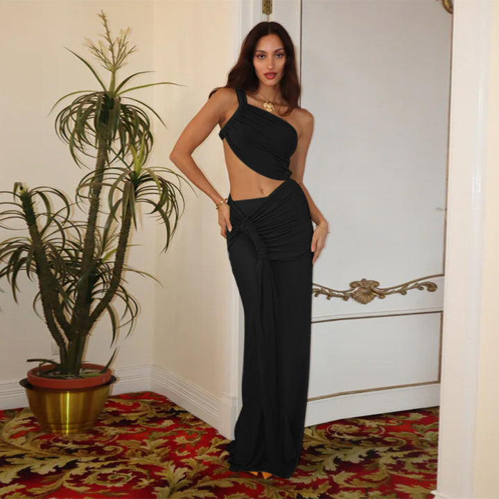 Ladies Elegant Wrap Dress with Asymmetrical Design and Seductive Gathered Details Lune London