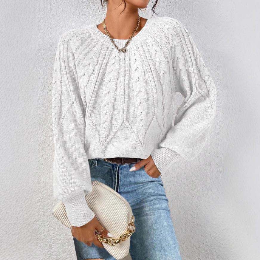 Knit sweater for women with cable pattern and wide sleeves Lune London