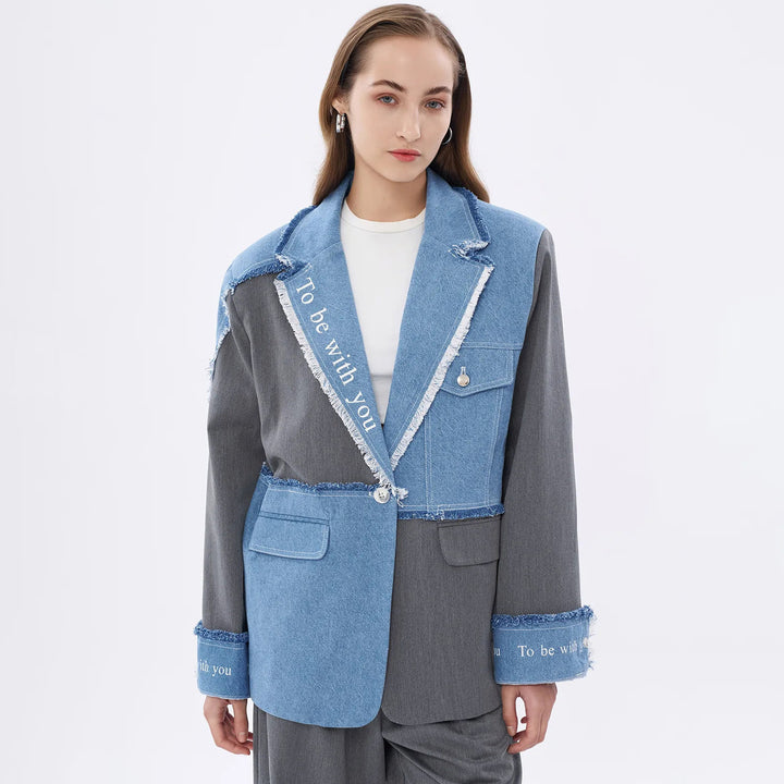 Elegant blazer for women with casual denim accents and stylish details Lune London