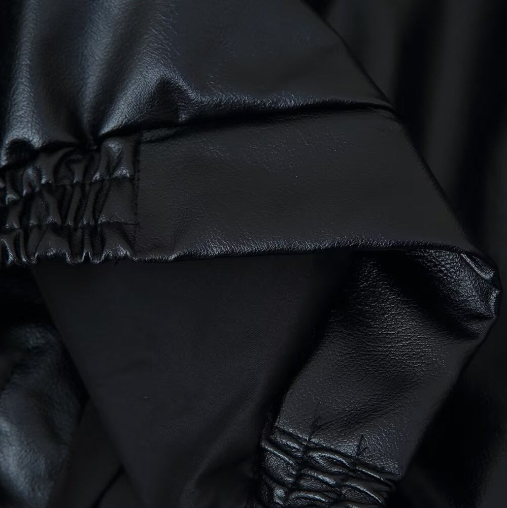 Women's faux leather jacket with trendy high collar and practical pockets Lune London