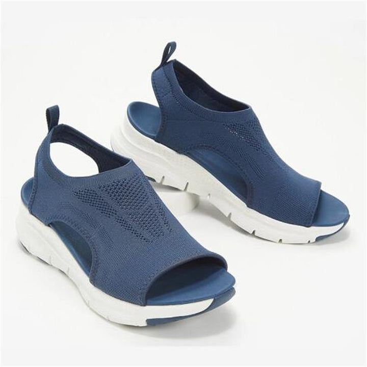 Breathable heeled sandals for women with elastic upper and cushioned insole Lune London