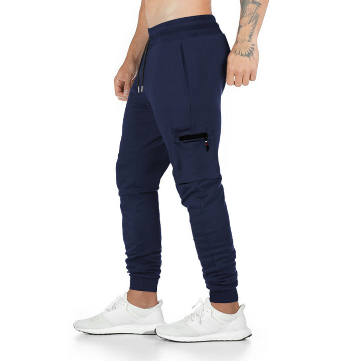 Sporty cargo pants for men with zippered side pockets and elastic waistband Lune London