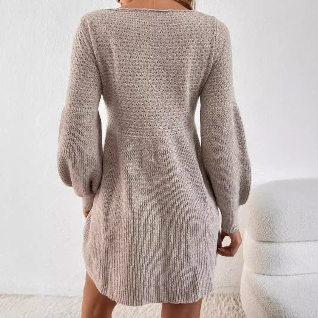 Women's Knitted Mini Dress with Balloon Sleeves Lune London