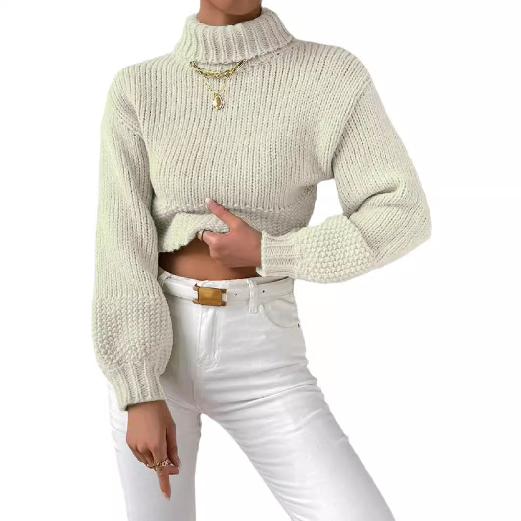 Women’s chunky knit sweater with high collar Lune London