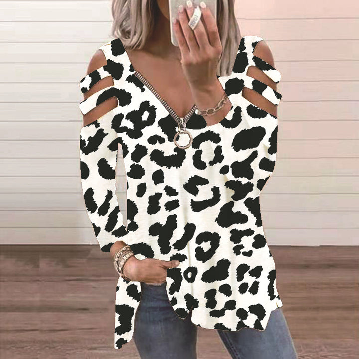 Women's blouse with a floral cutout design and a casual V neck Lune London