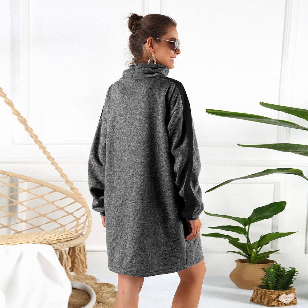 Casual sweatshirt dress for women with a high collar and side inserts Lune London