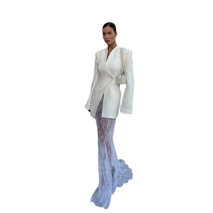 Blazer dress for women with refined lace accents Lune London