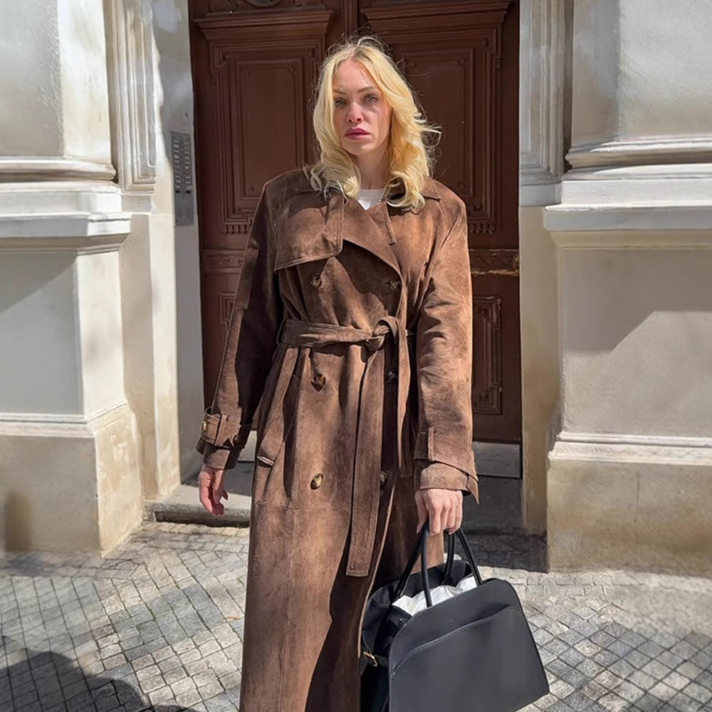 Long coat for women in soft suede Lune London