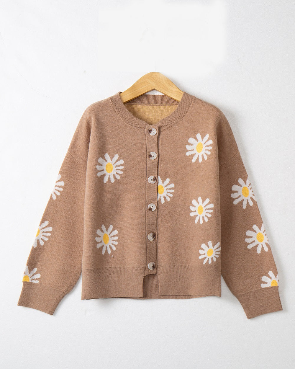 Knitted floral pattern jacket for women with short sleeves Lune London