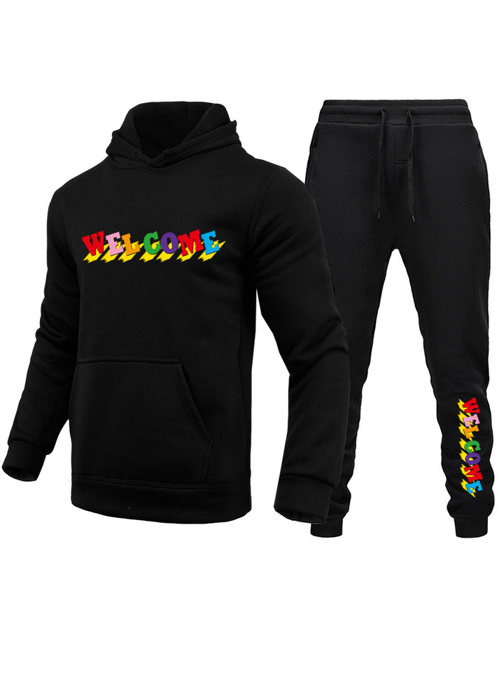 Men's hoodie and jogger pants set with vibrant inscription Lune London