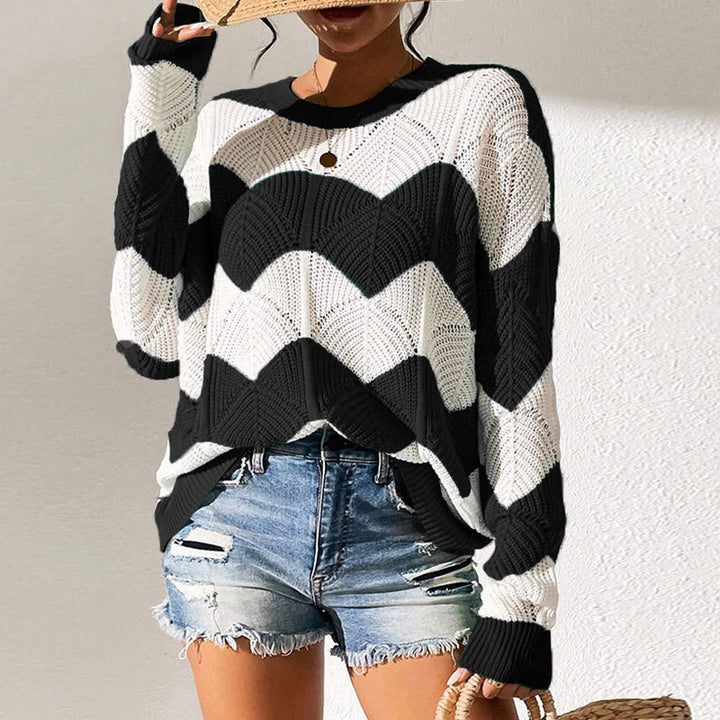 Pull en tricot pour femmes avec motif ondulé et coupe ample Chic & Stil