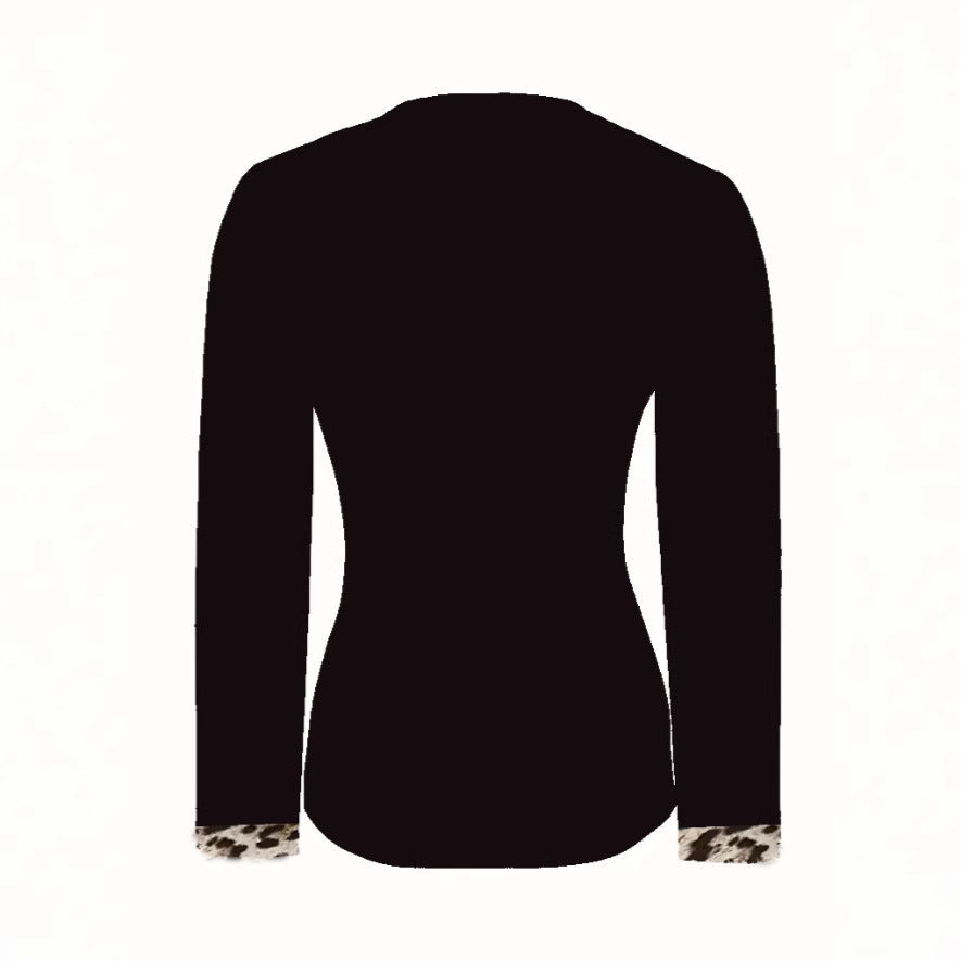 Ladies Shiny top with zipper and animal print Lune London