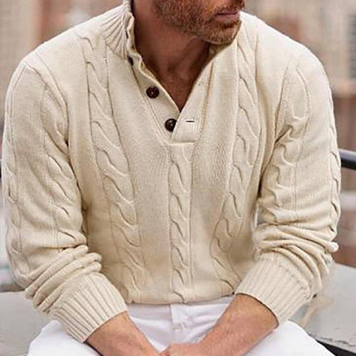 Men's knitted pullover with a modern weave pattern and a practical high collar Lune London