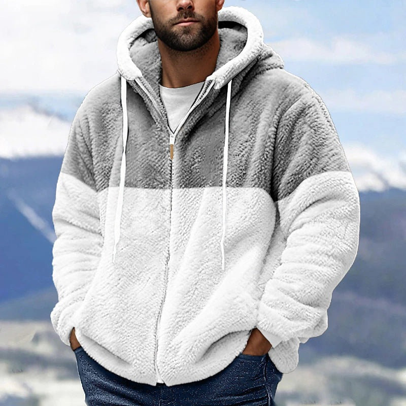 Soft fleece jacket for men with hood Lune London