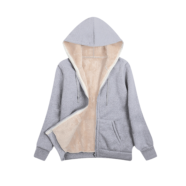 Ladies cozy fleece jacket with hood and pockets Lune London