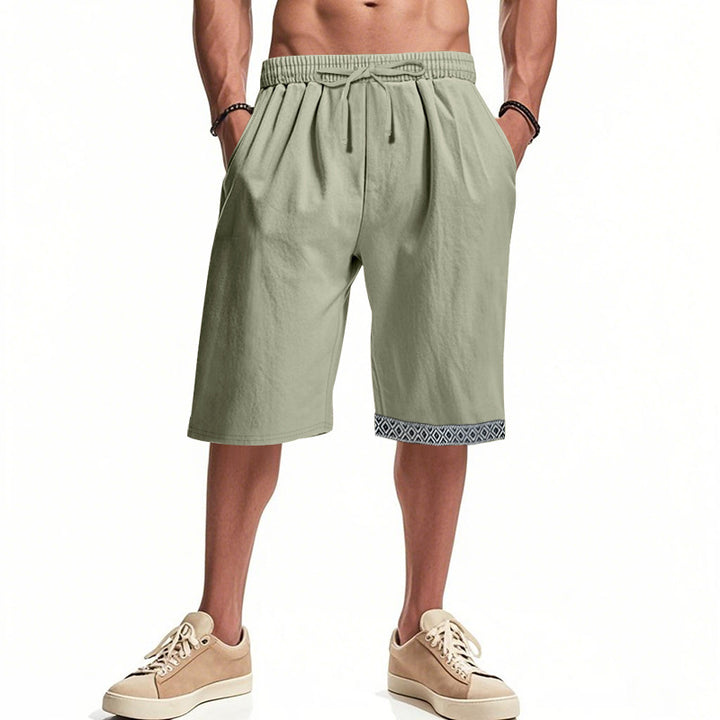 Casual beach shorts for men with elastic waist and decorative hem Lune London