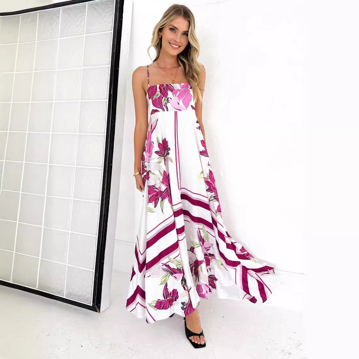Maxi dress for women with an airy cut and modern graphic accents Chic & Stil