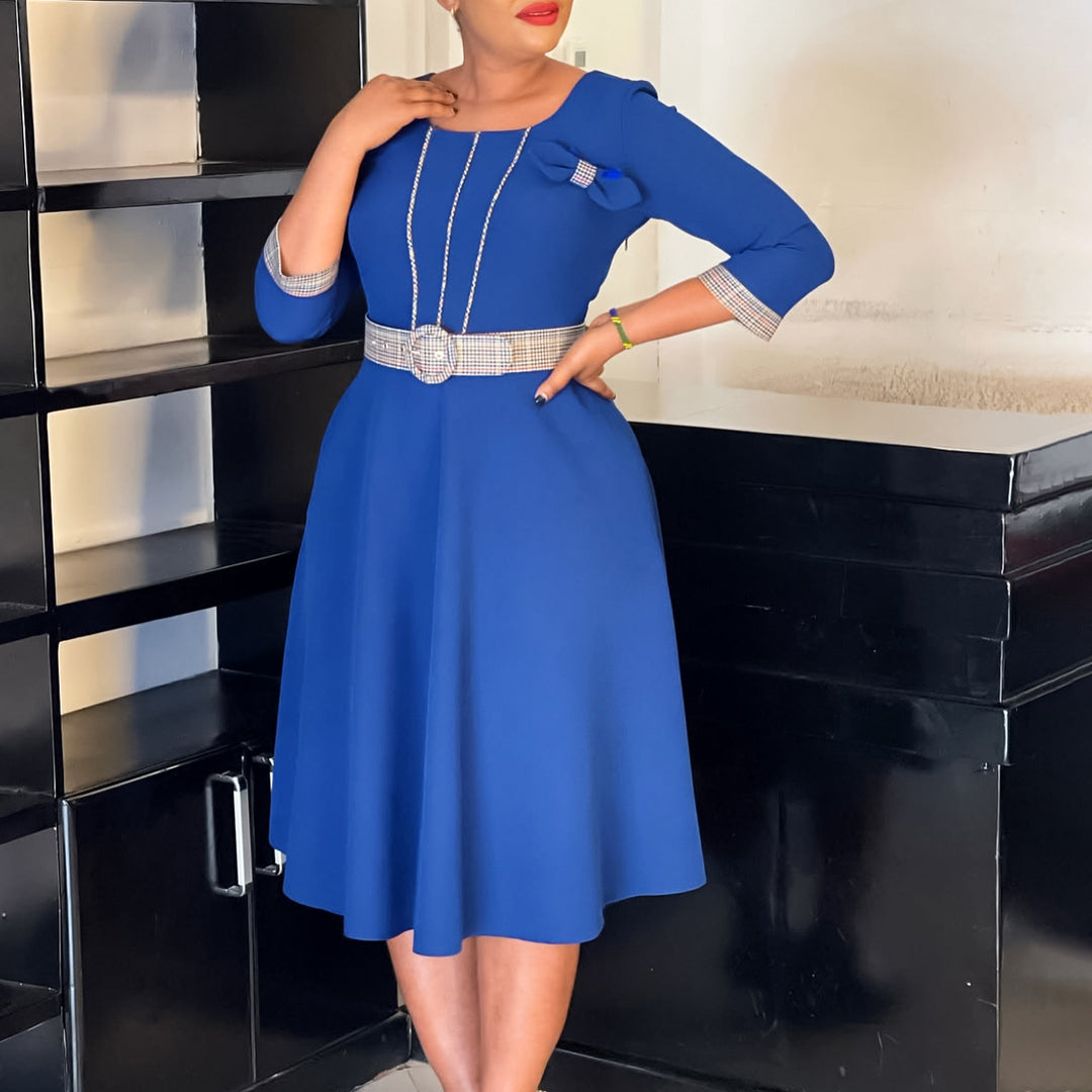 A-line dress for women with decorative belt at the waist and elegant details Lune London
